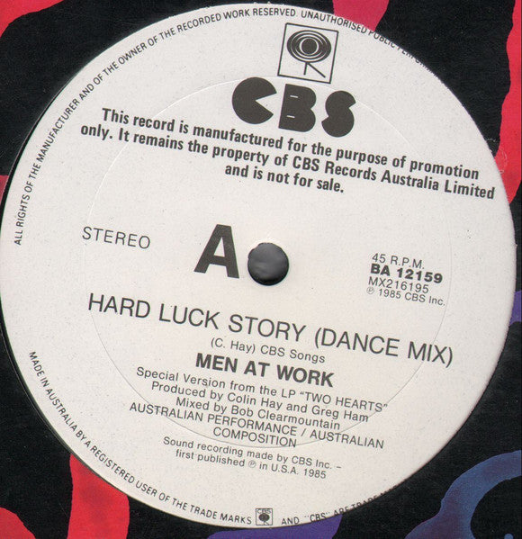 Men At Work – Hard Luck Story (Dance Mix) 12" vinyl record, image 4 of 5