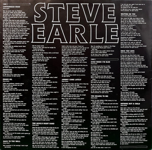 Steve Earle – Copperhead Road LP vinyl record, image 6 of 6