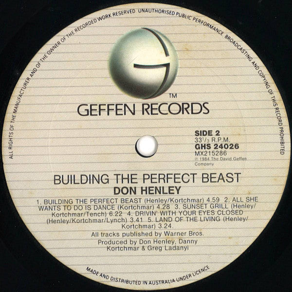 Don Henley – Building The Perfect Beast LP vinyl record, image 5 of 8