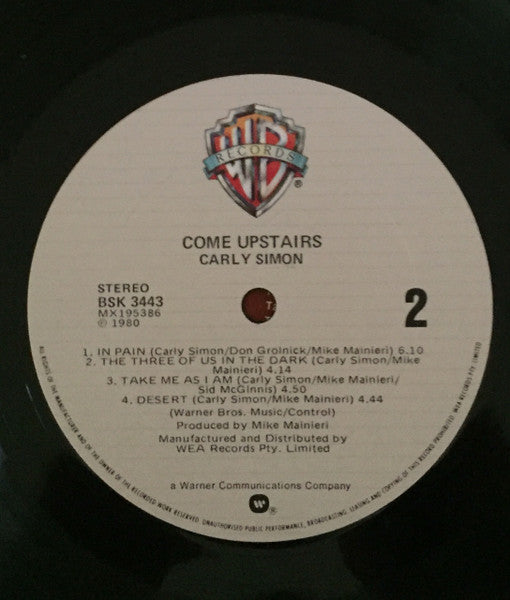 Carly Simon – Come Upstairs LP vinyl record, image 4 of 6