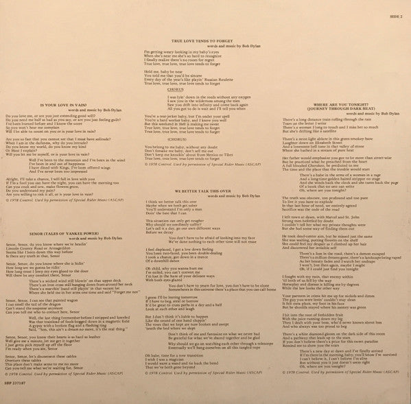 Bob Dylan – Street-Legal LP vinyl record, image 8 of 8