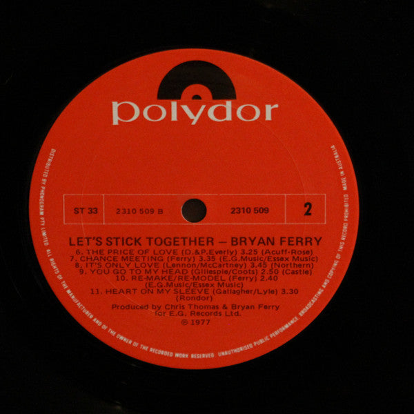 Bryan Ferry – Let's Stick Together LP vinyl record, image 4 of 4