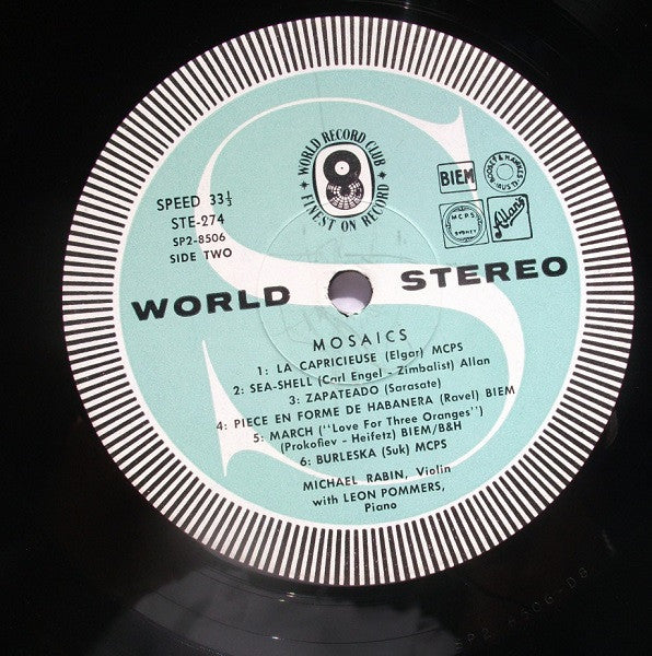 Michael Rabin, Leon Pommers – Mosaics LP vinyl record, image 3 of 5
