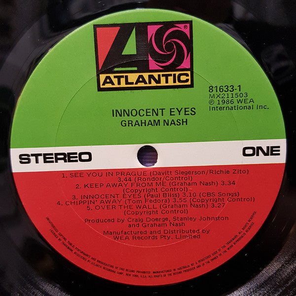 Graham Nash – Innocent Eyes LP vinyl record, image 3 of 3