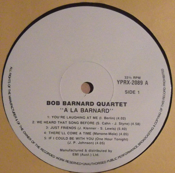The Bob Barnard Quartet – A La Barnard LP vinyl record, image 4 of 7