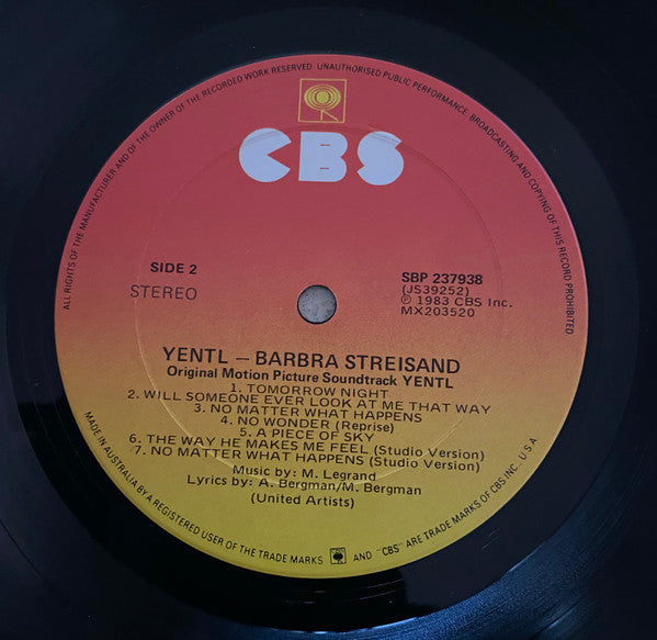 Barbra Streisand – Yentl - Original Motion Picture Soundtrack LP vinyl record, image 8 of 8