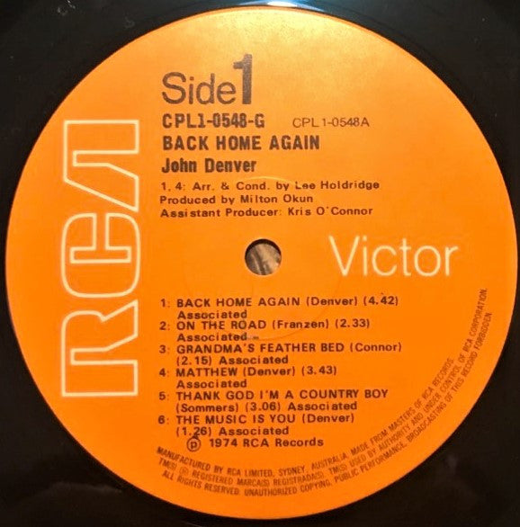 John Denver – Back Home Again LP vinyl record, image 5 of 8