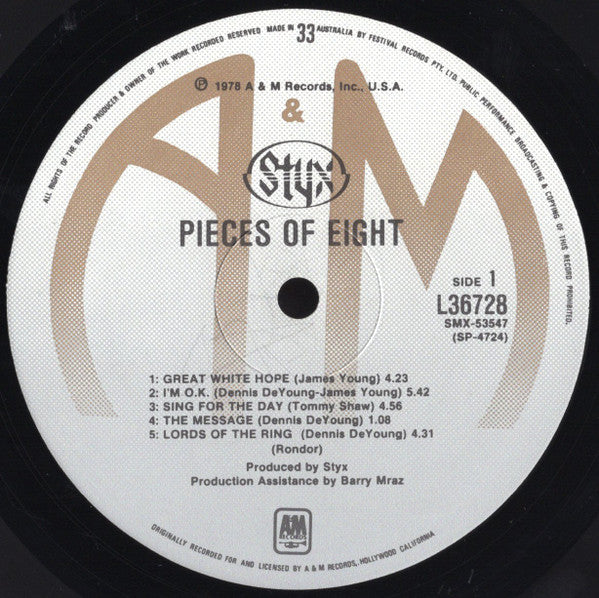 Styx – Pieces Of Eight LP vinyl record, image 3 of 4