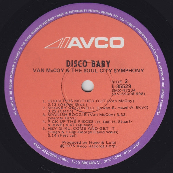 Van McCoy & The Soul City Symphony – Disco Baby LP vinyl record, image 4 of 4