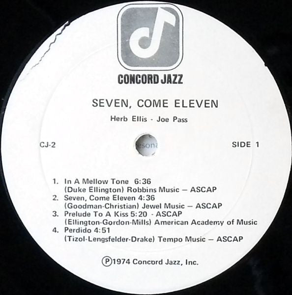 Herb Ellis, Joe Pass, Jake Hanna, Ray Brown – Seven, Come Eleven (From Their Live Performance At The Concord Summer Festival) LP vinyl record, image 3 of 4