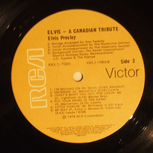 Elvis Presley – A Canadian Tribute LP vinyl record, image 6 of 6