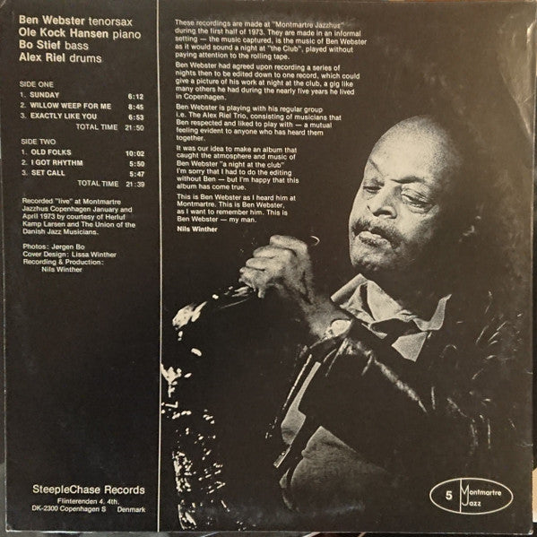 Ben Webster – My Man - Live At Montmartre 1973 LP vinyl record, image 2 of 4
