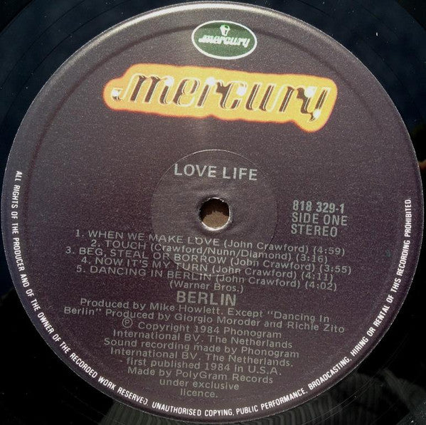 Berlin – Love Life LP vinyl record, image 5 of 6