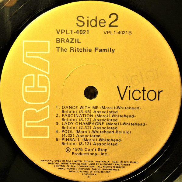 The Ritchie Family – Brazil LP vinyl record, image 5 of 5