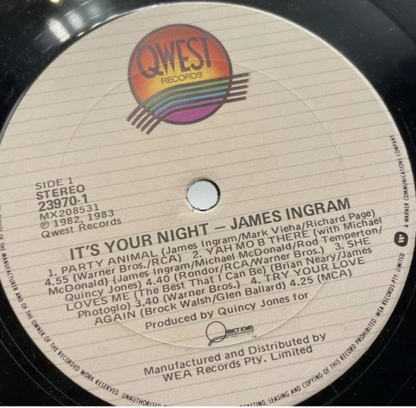 James Ingram – It's Your Night LP vinyl record, image 3 of 4