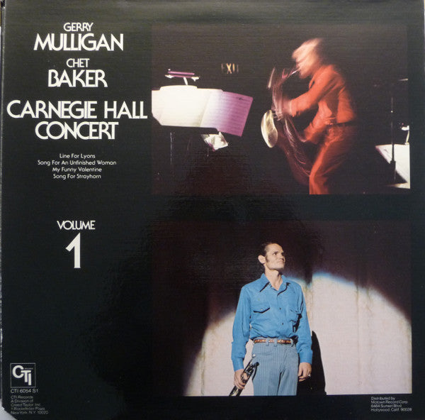 Gerry Mulligan, Chet Baker – Carnegie Hall Concert Volume 1 LP vinyl record, image 4 of 7