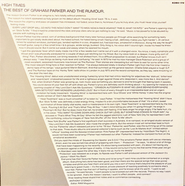 Graham Parker And The Rumour – High Times LP vinyl record, image 6 of 6