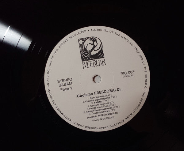 Girolamo Frescobaldi, Ensemble Affetti Musicali – Girolamo Frescobaldi - Volume 1 LP vinyl record, image 4 of 4