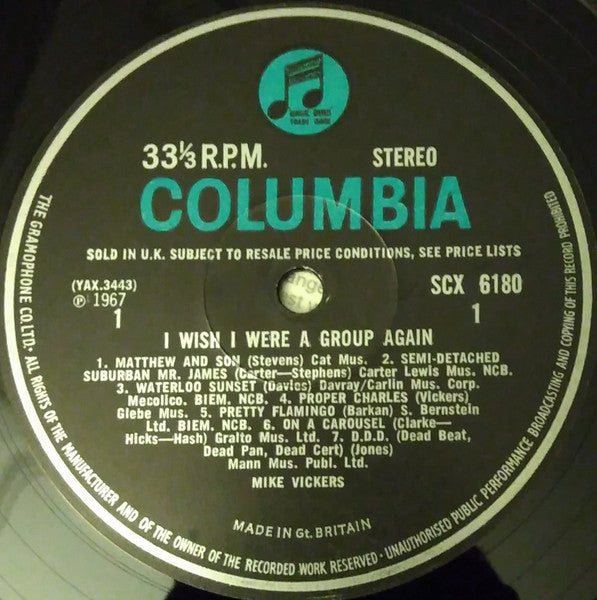 Mike Vickers – I Wish I Were A Group Again LP vinyl record, image 3 of 3