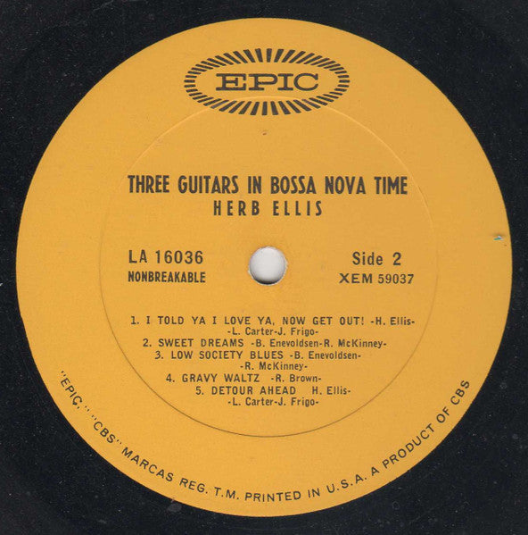 Herb Ellis – Three Guitars In Bossa Nova Time LP vinyl record, image 3 of 3