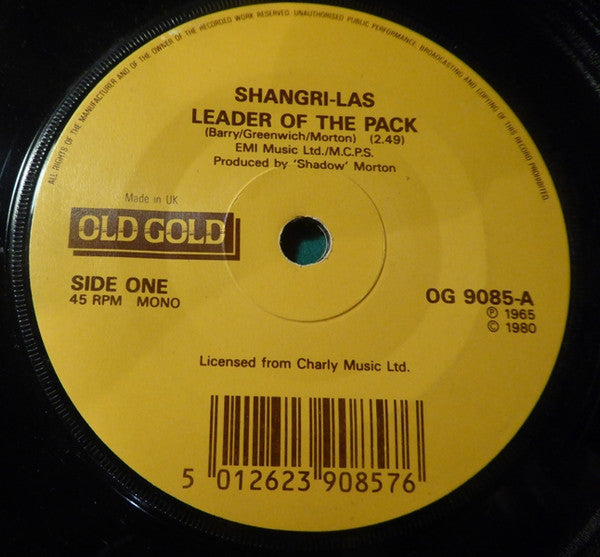The Shangri-Las – Leader Of The Pack / Remember (Walkin' In The Sand) 7" vinyl record, image 2 of 3