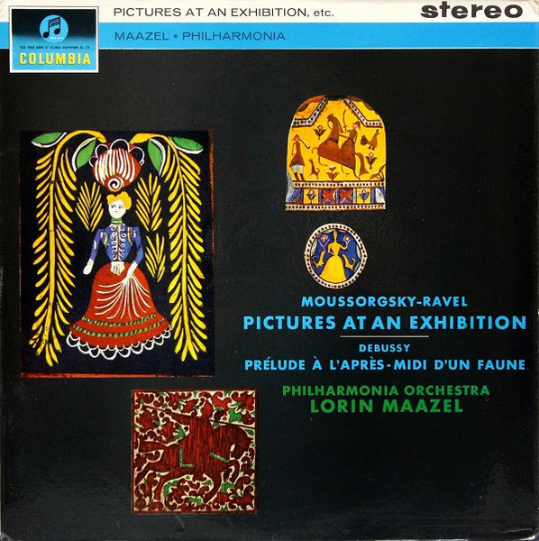 Modest Mussorgsky, Maurice Ravel, Claude Debussy, Philharmonia Orchestra, Lorin Maazel – Pictures At An Exhibition / Prélude À L'Après-Midi D'Un Faune LP vinyl record, image 1 of 3