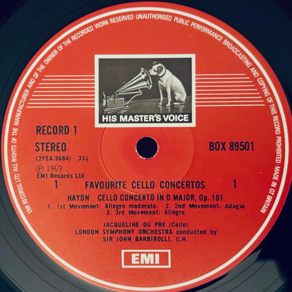 Antonín Dvořák, Sir Edward Elgar, Joseph Haydn, Robert Schumann, Jacqueline du Pré – Favourite Cello Concertos LP vinyl record, image 2 of 10