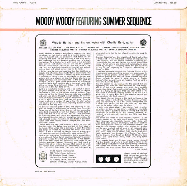 Woody Herman And His Orchestra, Charlie Byrd – Moody Woody Featuring Summer Sequence LP vinyl record, image 2 of 5