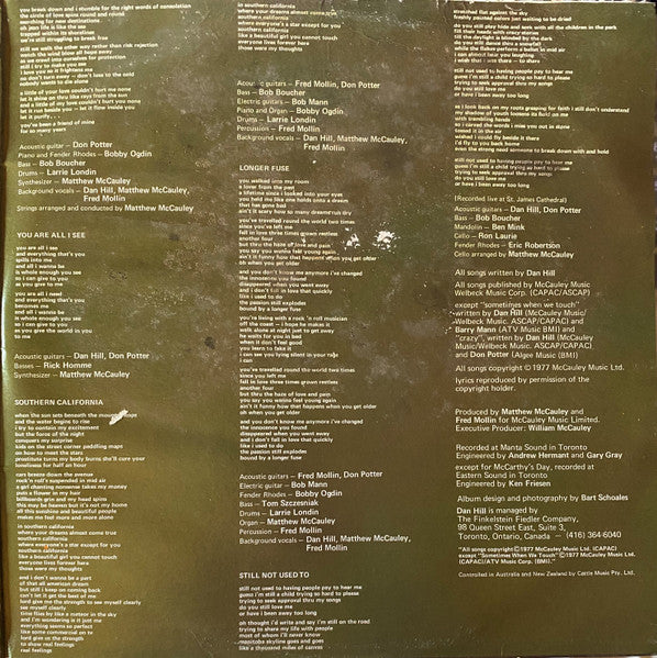 Dan Hill – Longer Fuse LP vinyl record, image 3 of 6