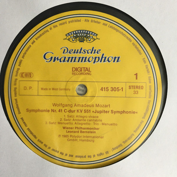 Wolfgang Amadeus Mozart, Wiener Philharmoniker, Leonard Bernstein – Symphonien No.35 "Haffner" / No.41 "Jupiter" LP vinyl record, image 3 of 4