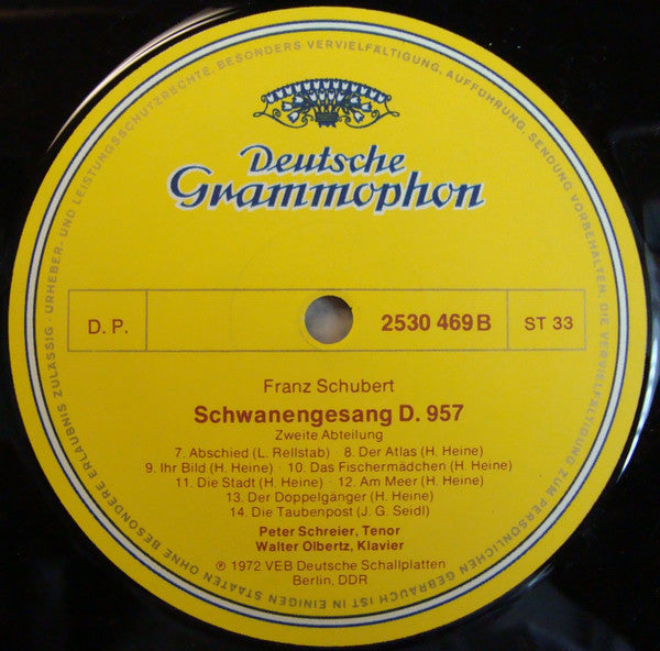 Franz Schubert, Peter Schreier, Walter Olbertz – Schwanengesang LP vinyl record, image 4 of 4