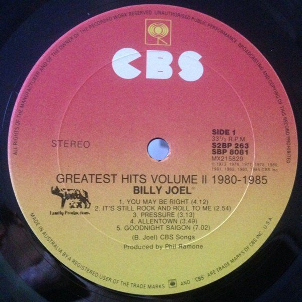 Billy Joel – Greatest Hits Volume I & Volume II (2xLP) LP vinyl record, image 6 of 8