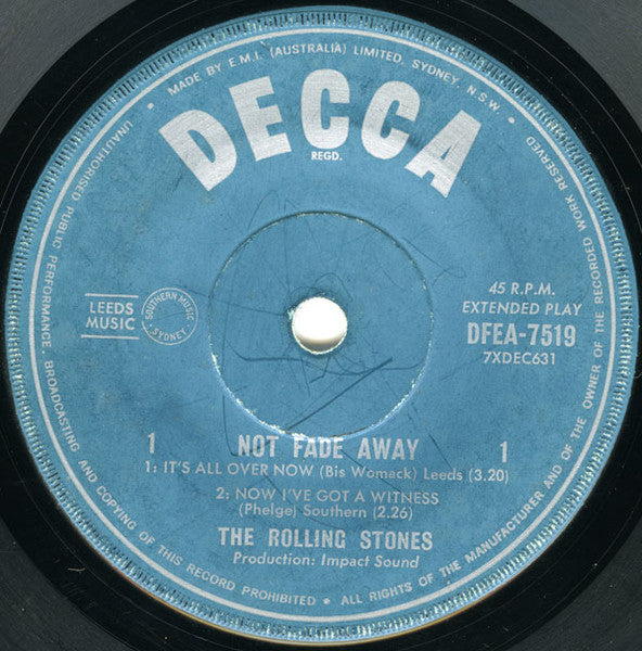 The Rolling Stones – Not Fade Away 7" vinyl record, image 3 of 4