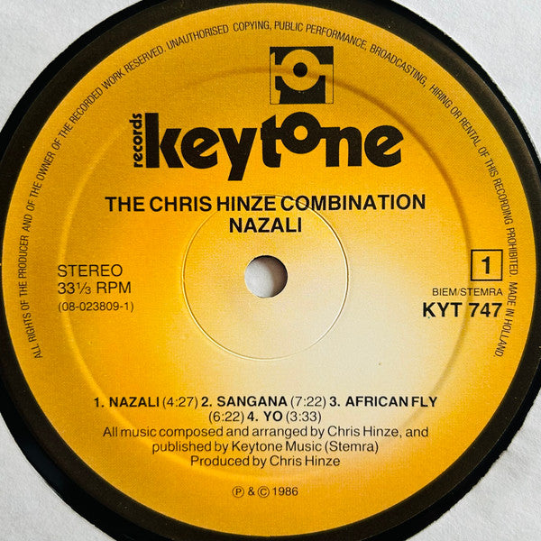 The Chris Hinze Combination – Nazali LP vinyl record, image 3 of 5