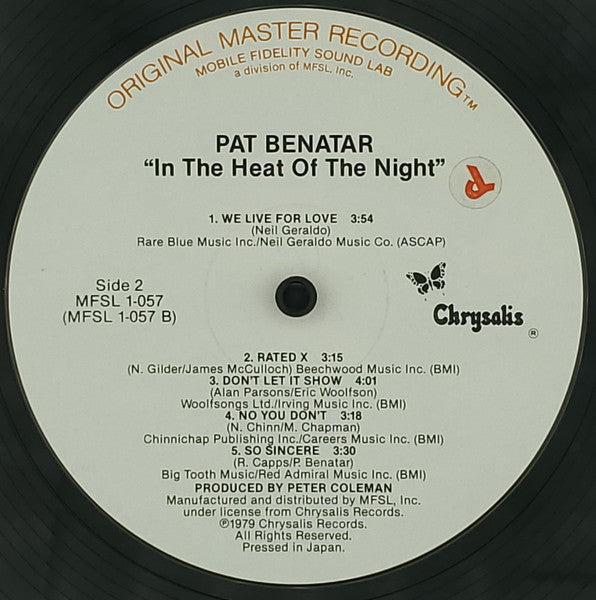 Pat Benatar – In The Heat Of The Night LP vinyl record, image 4 of 10