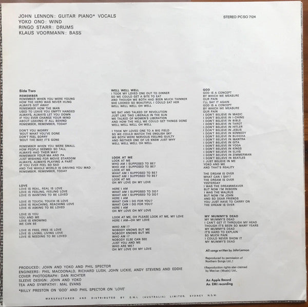 John Lennon, The Plastic Ono Band – John Lennon / Plastic Ono Band LP vinyl record, image 6 of 6