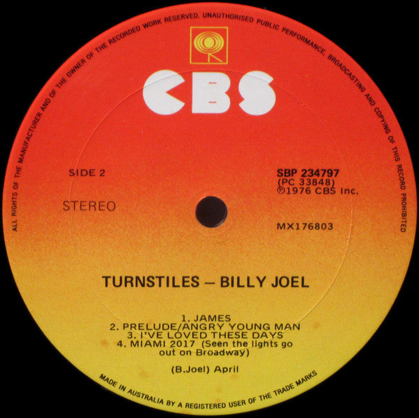 Billy Joel – Turnstiles LP vinyl record, image 4 of 6