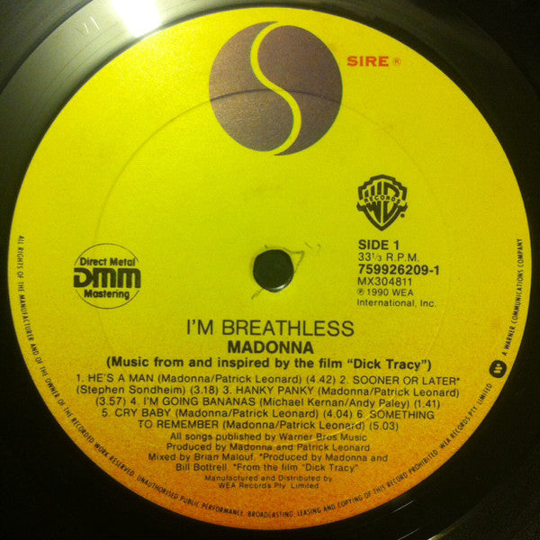 Madonna – I'm Breathless (Music From And Inspired By The Film Dick Tracy) LP vinyl record, image 7 of 9