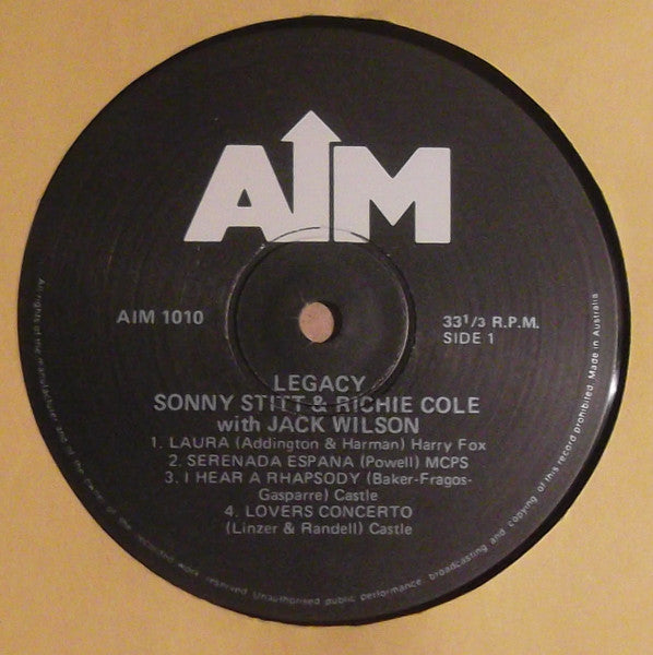 Sonny Stitt, Richie Cole, Jack Wilson – Legacy LP vinyl record, image 3 of 4