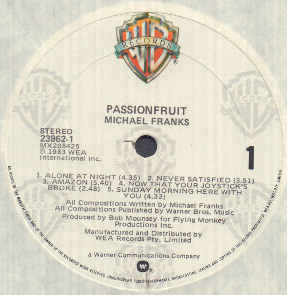 Michael Franks – Passionfruit LP vinyl record, image 5 of 6