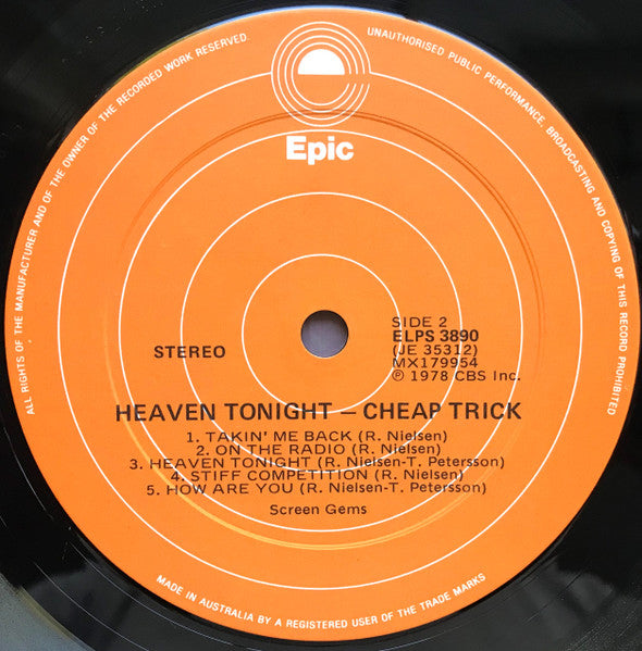 Cheap Trick – Heaven Tonight LP vinyl record, image 5 of 7