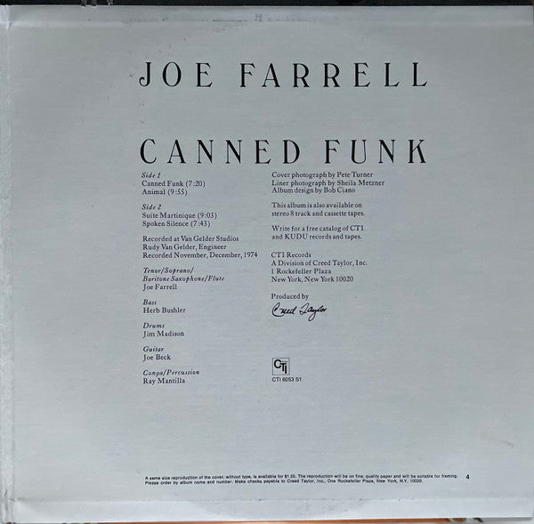 Joe Farrell – Canned Funk LP vinyl record, image 4 of 7