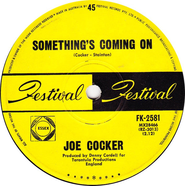 Joe Cocker – With A Little Help From My Friends 7" vinyl record, image 2 of 2
