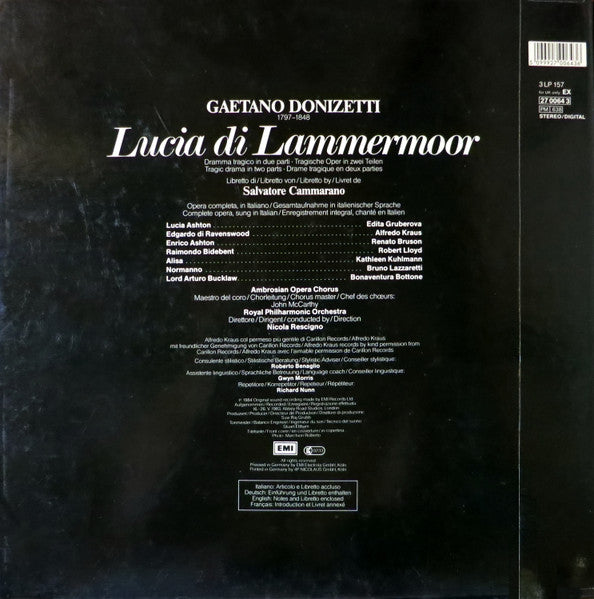 Gaetano Donizetti, Edita Gruberova, Alfredo Kraus, Renato Bruson, Robert Lloyd, The Ambrosian Opera Chorus, Royal Philharmonic Orchestra, Nicola Rescigno – Lucia Di Lammermoor (3xLP) LP vinyl record, image 2 of 10