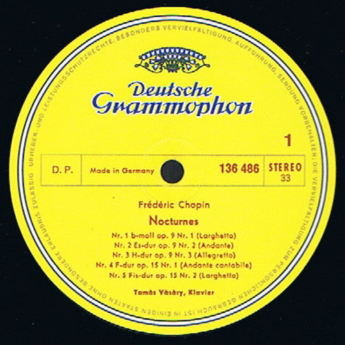 Frédéric Chopin, Tamás Vásáry – Nocturnes Nr. 1-10 LP vinyl record, image 2 of 2