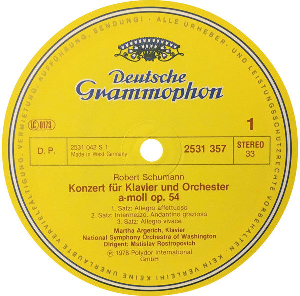 Robert Schumann, Martha Argerich, Mstislav Rostropovich – Klavierkonzert - Cellokonzert LP vinyl record, image 3 of 5