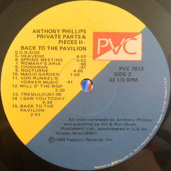 Anthony Phillips – Private Parts & Pieces II: Back To The Pavilion LP vinyl record, image 4 of 4