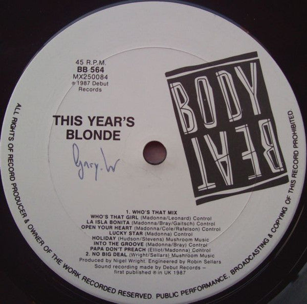 This Year's Blonde – Who's That Mix 12" vinyl record, image 4 of 4