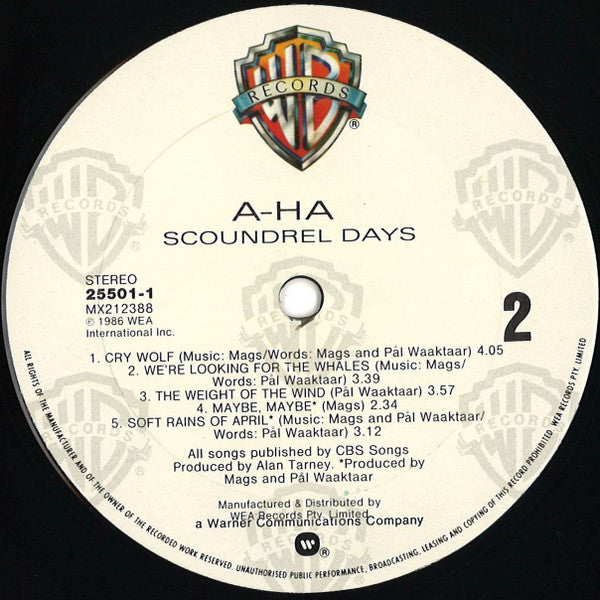 a-ha – Scoundrel Days LP vinyl record, image 4 of 6