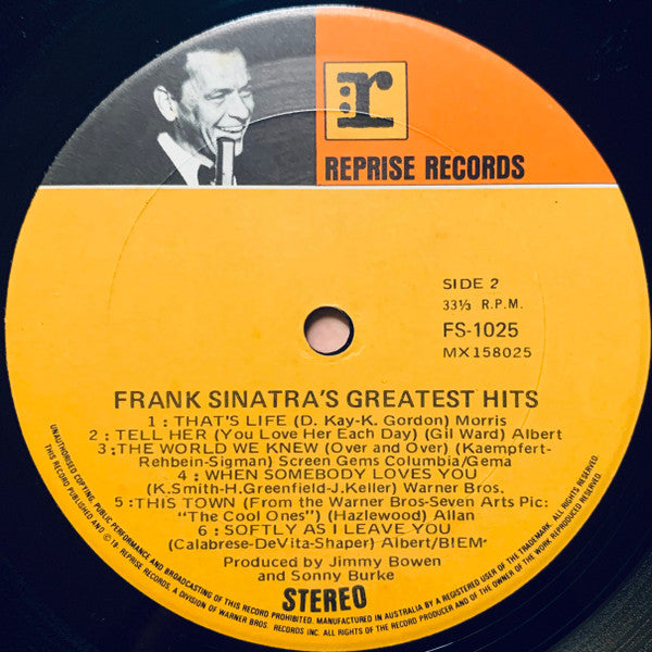 Frank Sinatra – Frank Sinatra's Greatest Hits! LP vinyl record, image 4 of 4